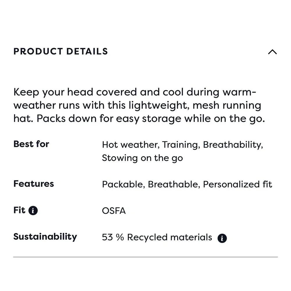 Brooks For Anything Under Sun Propel Mesh Hat Mens Black Breathable Lightweight